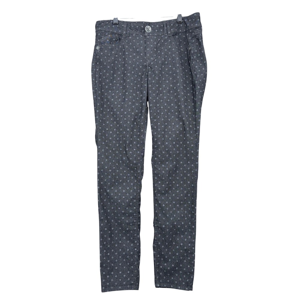 Wit & Wisdom Polka Dot Slim Leg Pants Womens 10 Cotton Blend Charcoal Gray